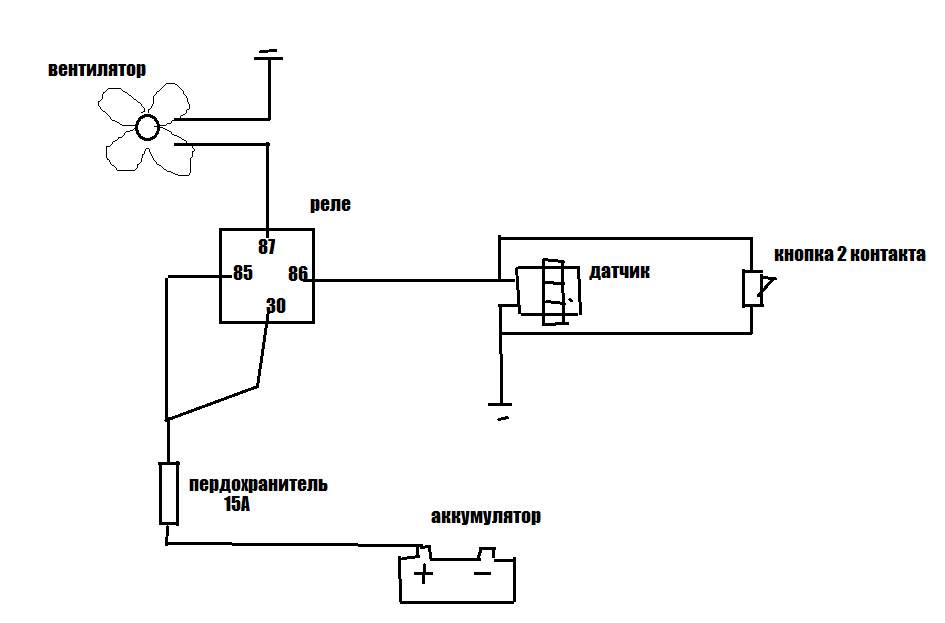 Схема подключения вентилятора на радиаторе