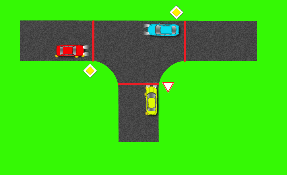 Т-образный перекресток - правила проезда участка дороги